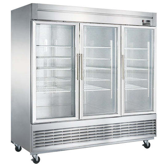 Advance Kitchen Pros - D83R-GS3, Commercial 82-5/8" 3 Glass Door Reach-in Refrigerator