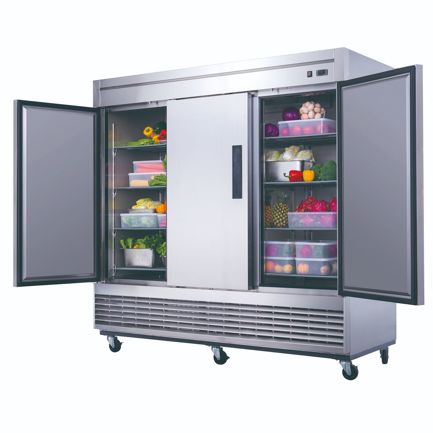 Advance Kitchen Pros - D83R, Commercial 82-5/8" 3 Solid Door Reach-In Refrigerator