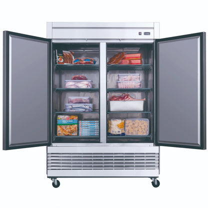 Advance Kitchen Pros - D55F, Commercial 55-1/8″ 2 Solid Door Reach-In Stainless Steel Freezer