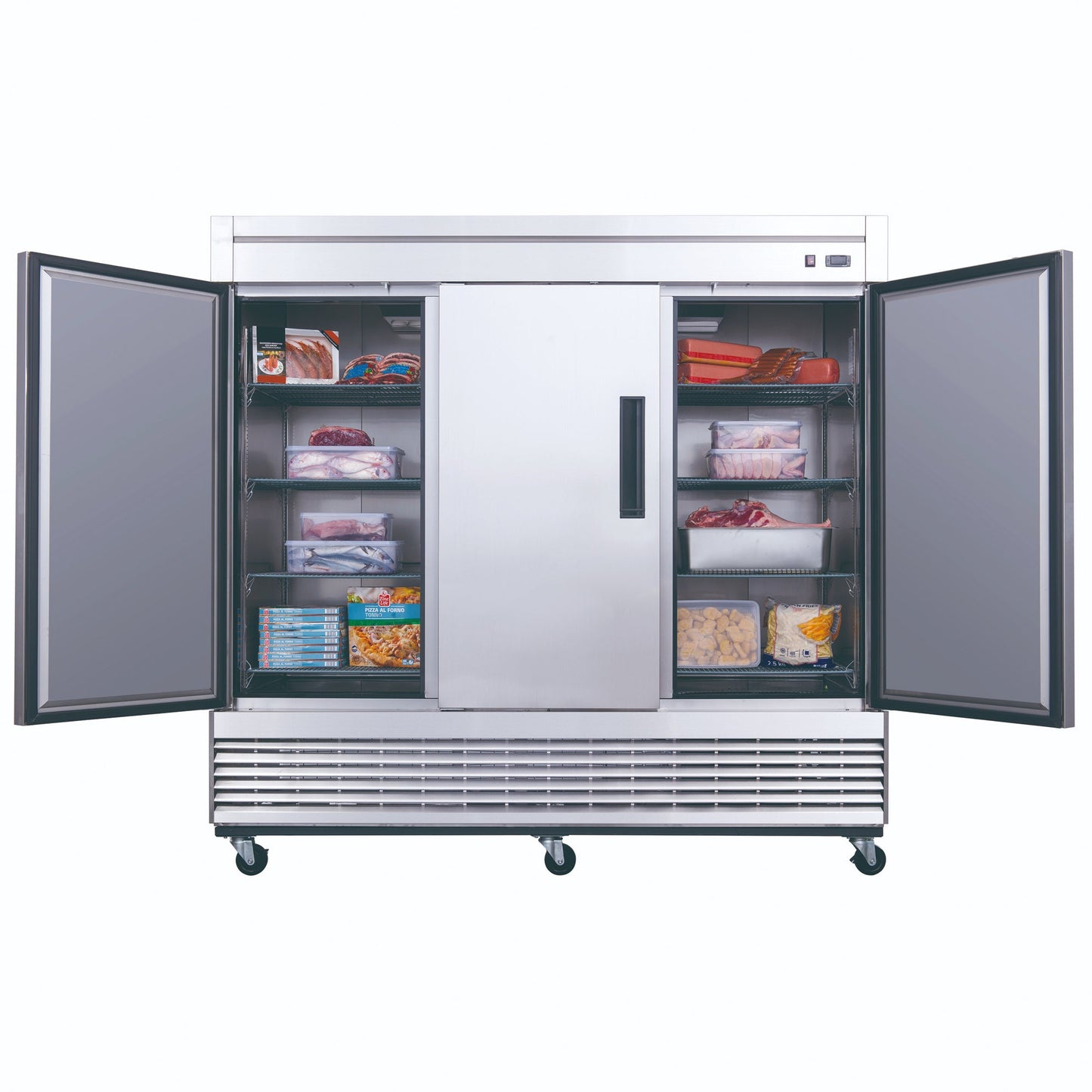 Advance Kitchen Pros - D83F, Commercial 82-5/8" 3 Solid Door Reach-In Freezer