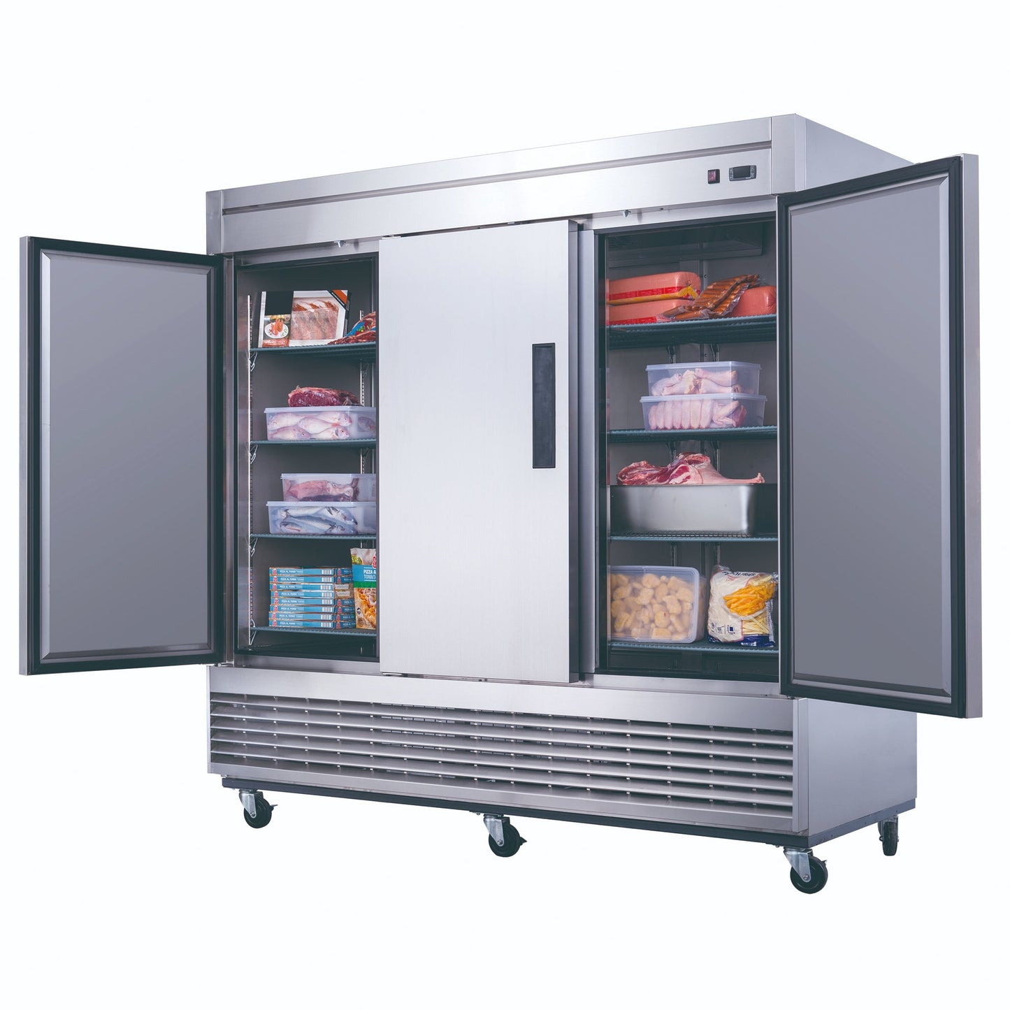 Advance Kitchen Pros - D83F, Commercial 82-5/8" 3 Solid Door Reach-In Freezer