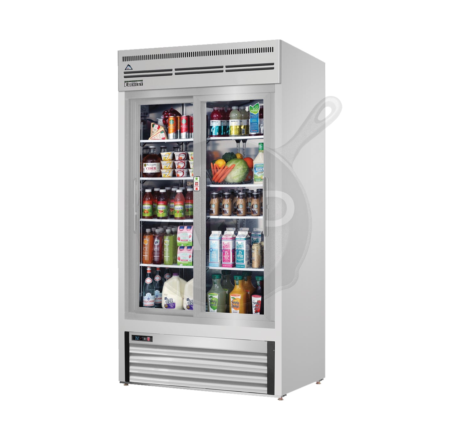 Everest - EMGR33-SS, Commercial 39" 2 Sliding Glass Door Merchandiser Refrigerator 33 Cu.Ft.