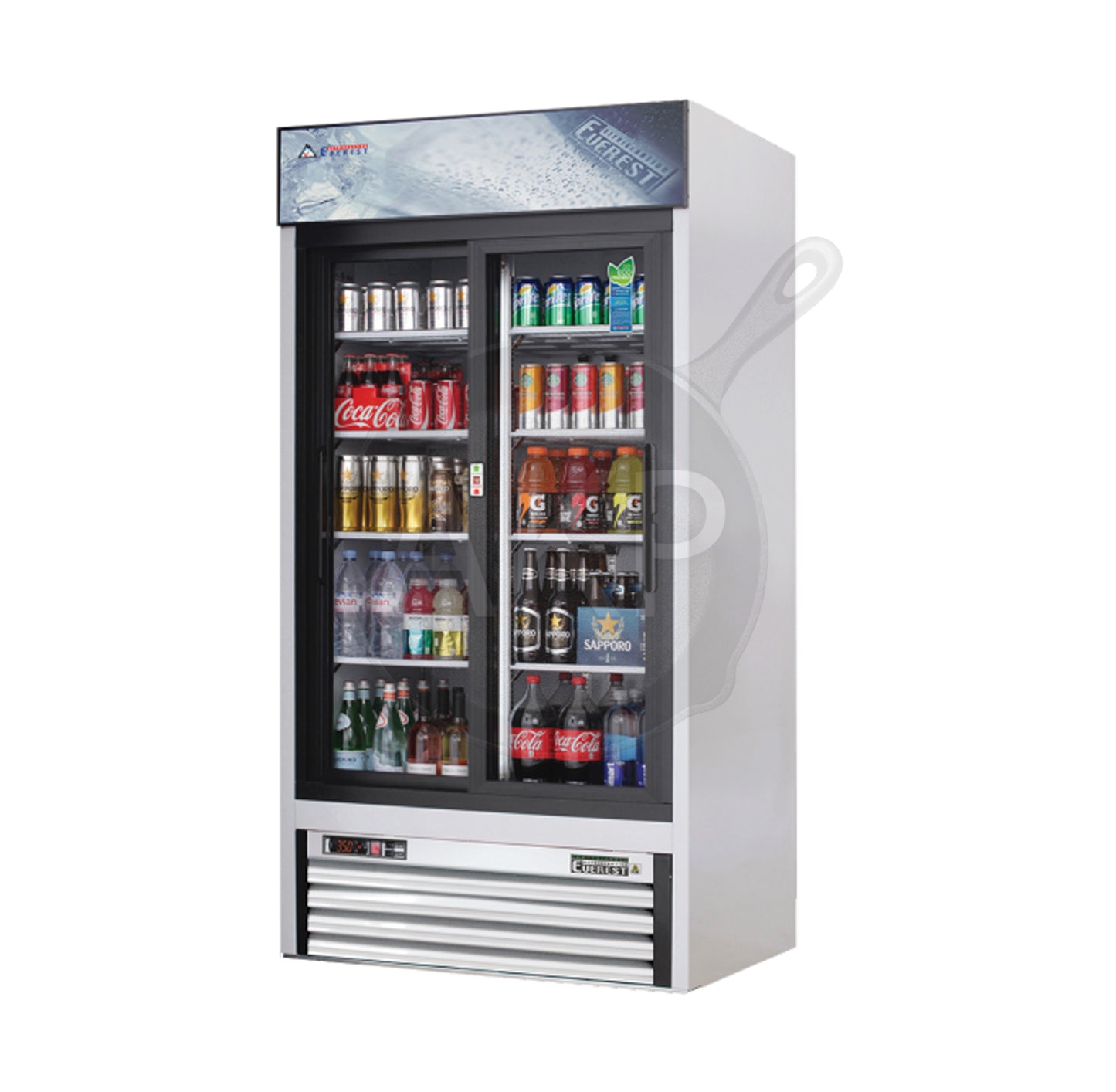 Everest - EMGR33, Commercial 39" 2 Sliding Glass Door Merchandiser Refrigerator 33 Cu.Ft.