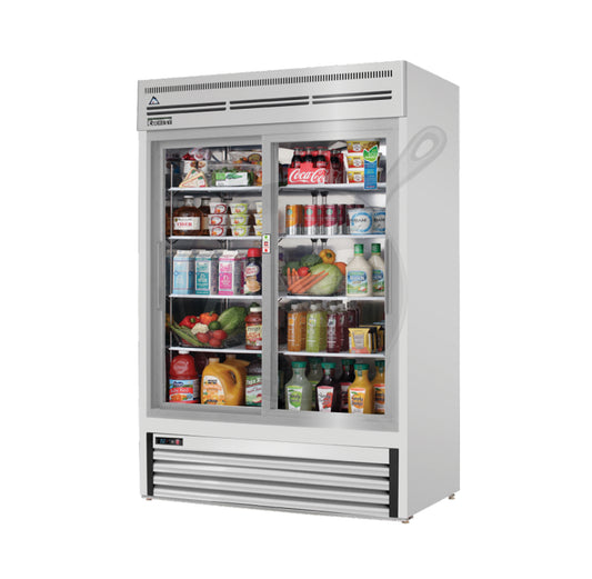 Everest - EMGR48-SS, Commercial 53" 2 Sliding Glass Door Merchandiser Refrigerator 48 Cu.Ft.