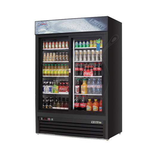 Everest - EMGR48B, Commercial 53" 2 Sliding Glass Door Merchandiser Refrigerator 48 Cu.ft.