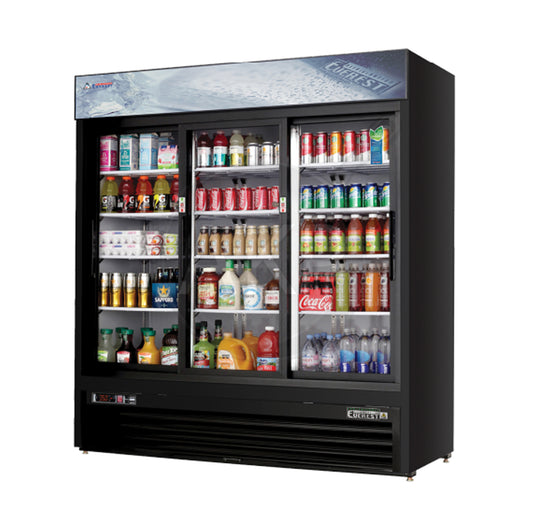 Everest - EMGR69B, Commercial 72" 3 Sliding Glass Door Merchandiser Refrigerator 69 Cu.Ft.