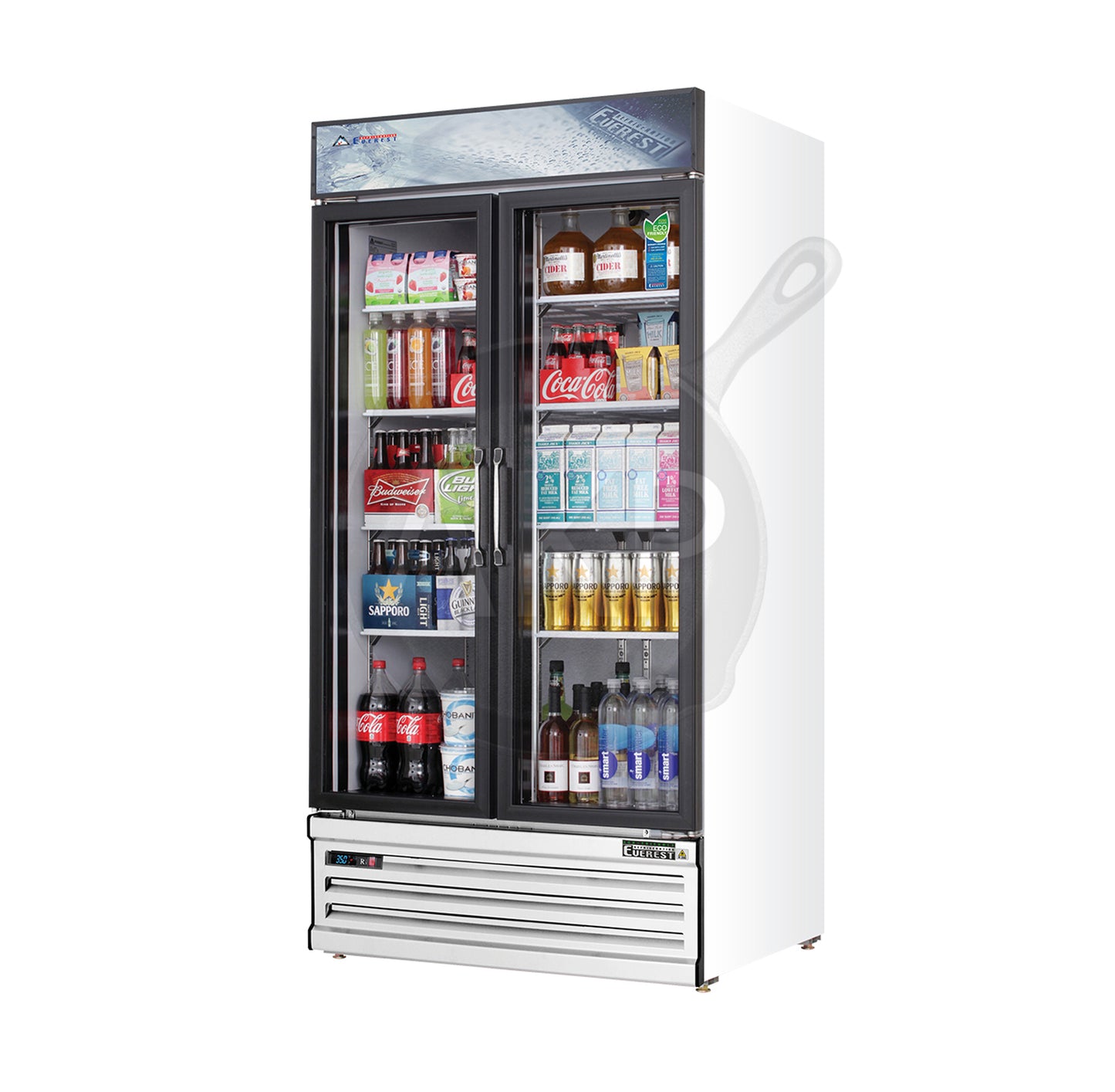 Everest - EMSGR33, Commercial 39" 2 Swing Glass Door Merchandiser Refrigerator 36 Cu.FT.