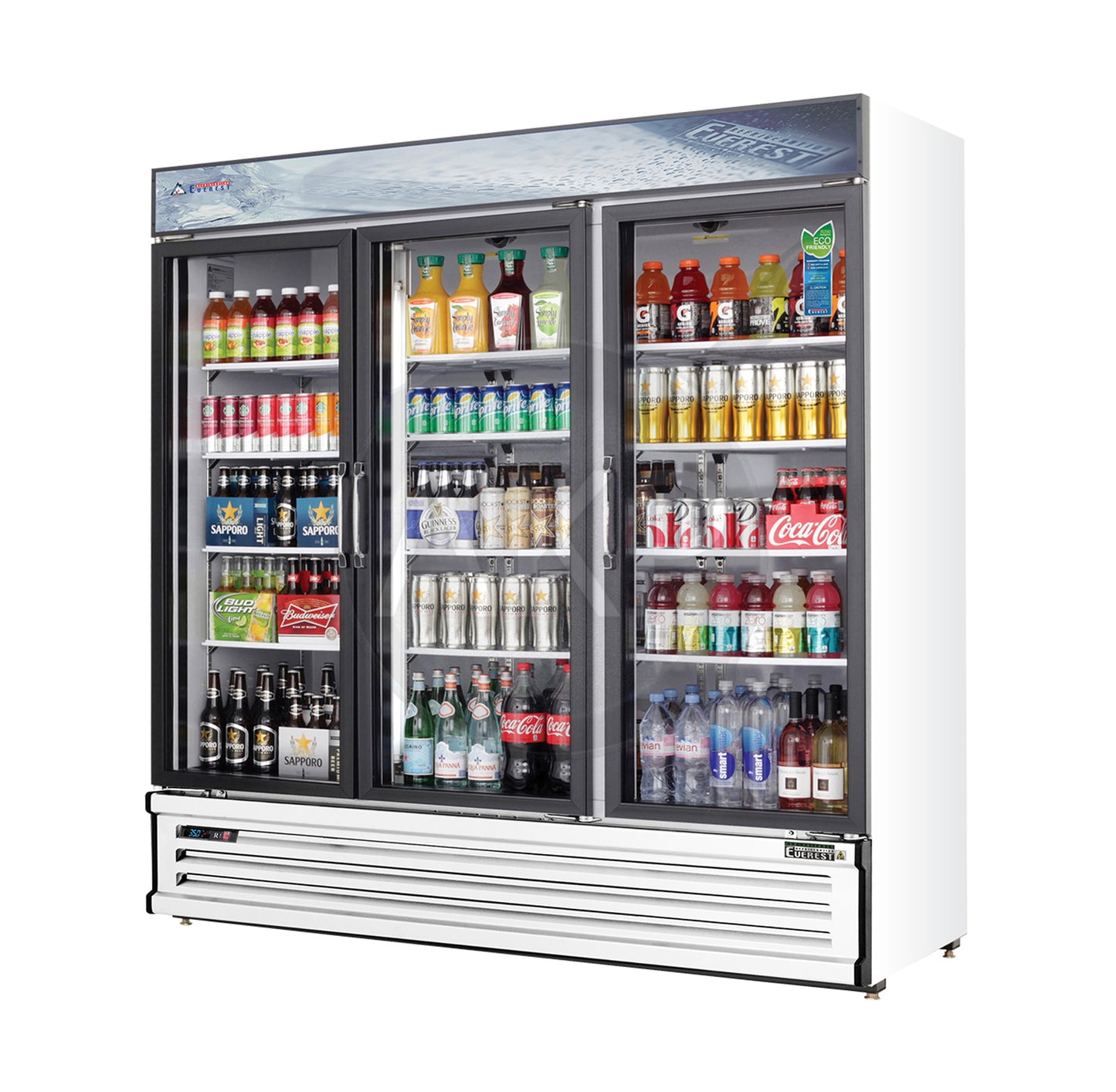 Everest - EMSGR69, Commercial 72" 3 Swing Glass Door Merchandiser Refrigerator 71 Cu.Ft.