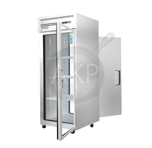 Everest - ESPT-1G-1S, Commercial 29" One Glass 1 Solid Door Pass Thru Reach-In Refrigerator 23 Cu. Ft.