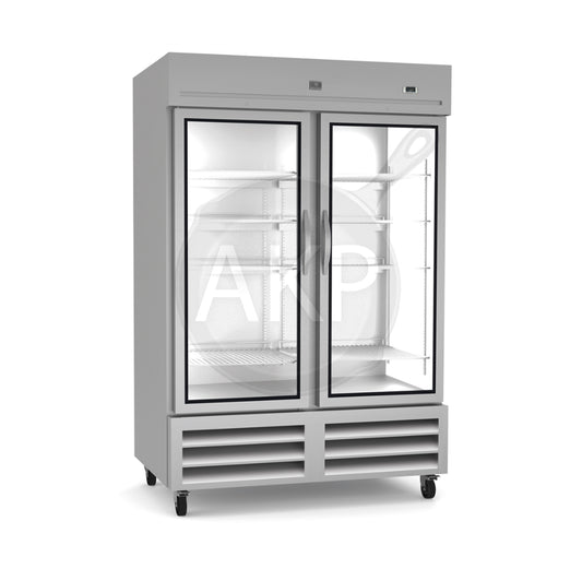 Kelvinator Commercial 738281, 2 Glass Doors Reach-In Refrigerator 49 cu.ft Stainless Steel (R290)