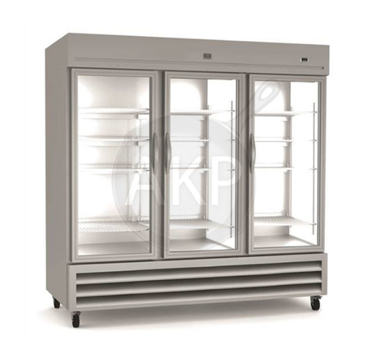 Kelvinator Commercial 738315, 3 Glass Door Refrigerator 72 cu.ft. +33/+41 F SS (R290)