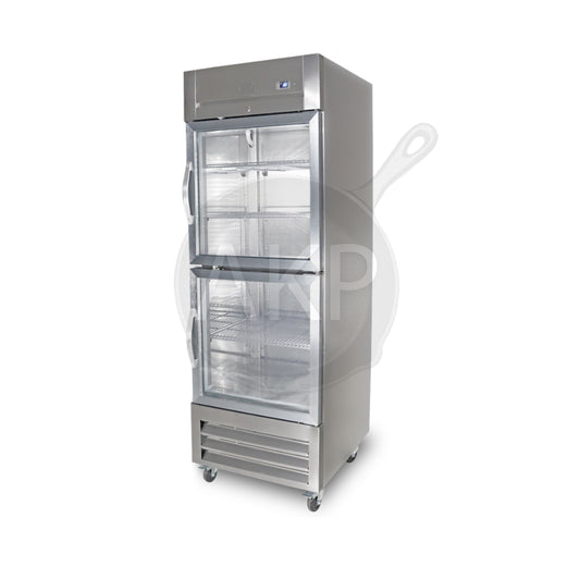 Kelvinator Commercial 738317, 2 Half Glass Door Refrigerator 23 cu.ft. +33/+41 F SS (R290)