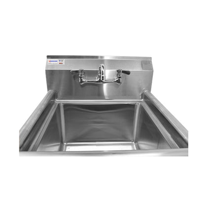 Omcan 43761, 18″ x 18″ x 11″ One Tub Sink with 3.5″ Center Drain and No Drain Board