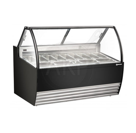 Omcan FR-CN-00013B, 69.5″ Gelato Display Showcase (Black Exterior) with 13 Pans