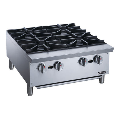 Dukers - DCHPA24, Commercial 26" Hot Plate with 2 Cast Iron 4 Burners Natural Gas / Propane