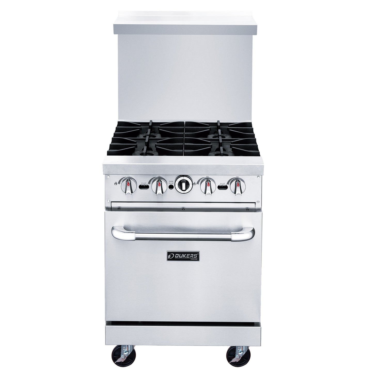 Dukers - DCR24-4B, Commercial 24" Oven Range Four Open Burners Natural Gas