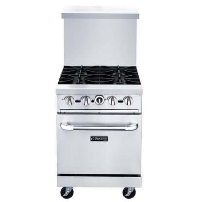 Dukers - DCR24-4B, Commercial 24" Oven Range Four Open Burners Natural Gas