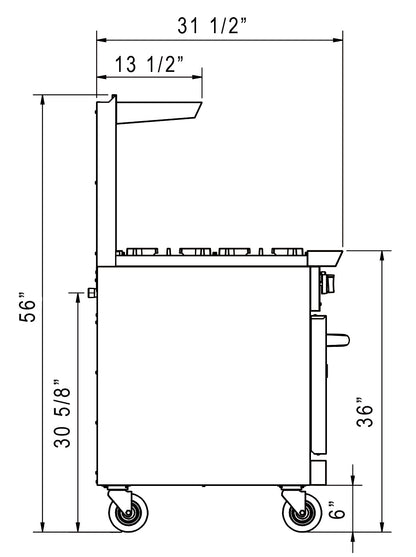 Dukers - DCR24-4B, Commercial 24" Oven Range Four Open Burners Natural Gas