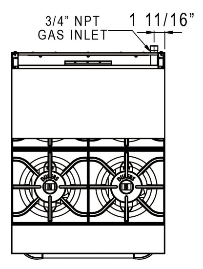 Dukers - DCR24-4B, Commercial 24" Oven Range Four Open Burners Natural Gas