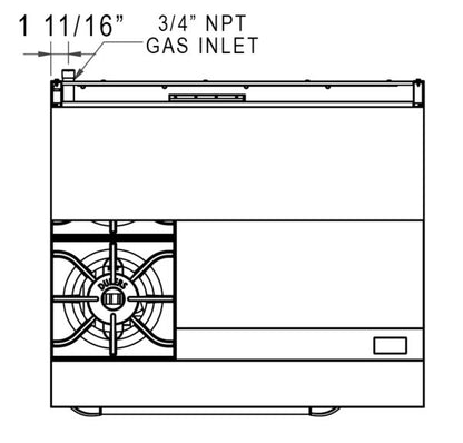 Dukers - DCR36-2B24GM, Commercial 36" Oven Range 2 Burners with removable Griddle 3/4″ steel plate Natural Gas