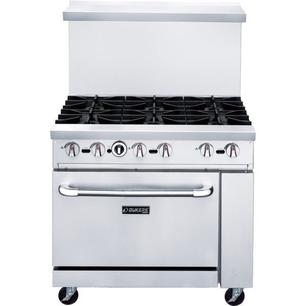 Dukers - DCR36-6B, Commercial 36" Oven Range 6 Burner Natural Gas