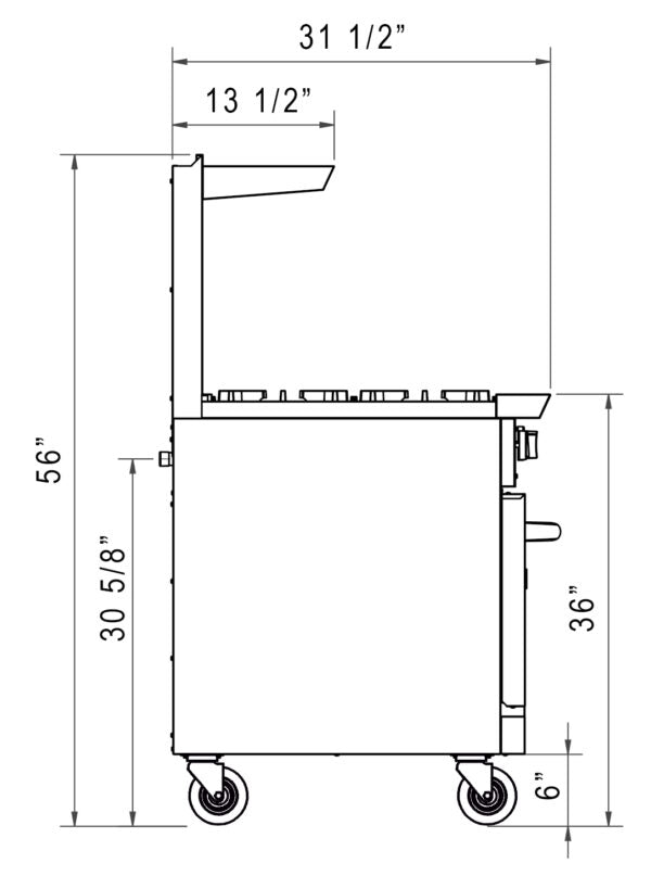 Dukers - DCR36-6B, Commercial 36" Oven Range 6 Burner Natural Gas