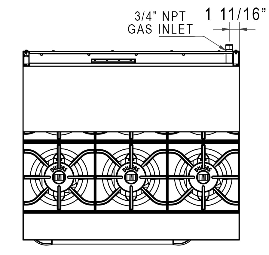 Dukers - DCR36-6B, Commercial 36" Oven Range 6 Burner Natural Gas