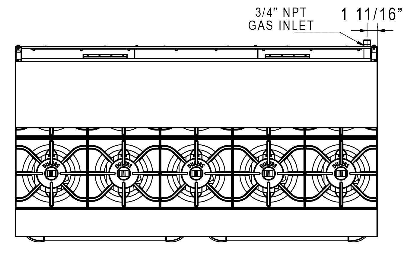 Dukers - DCR60-10B, Commercial 60" Oven Range 10 Burner Natural Gas