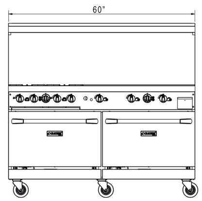 Dukers - DCR60-4B36GM, Commercial 60" Oven Range 4 Burner and 36" Griddle Natural Gas