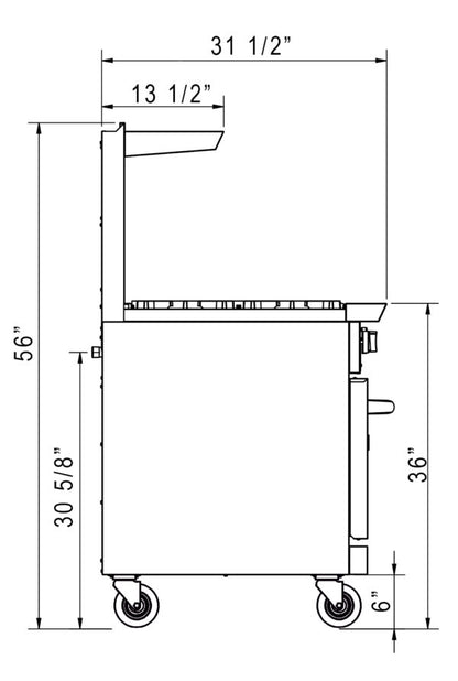 Dukers - DCR60-4B36GM, Commercial 60" Oven Range 4 Burner and 36" Griddle Natural Gas