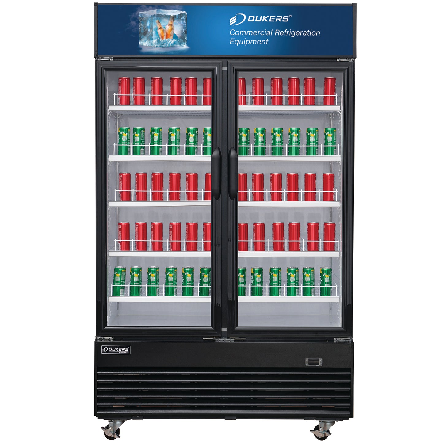 Dukers DSM-48R, 54" Commercial 2 Glass Swing Door Merchandiser Refrigerator