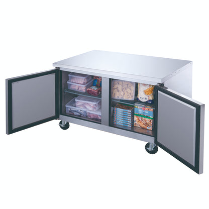 Dukers DUC60R, 60" 2-Door Undercounter Commercial Refrigerator in Stainless Steel