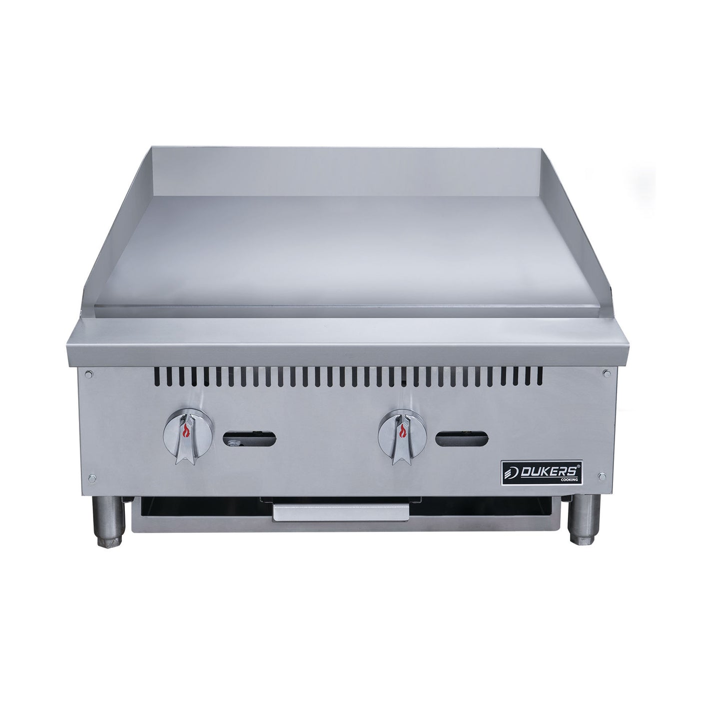 Dukers - DCGM24, Commercial 24" Griddle with 3/4"" Griddle Polished Plate and 2 Burners Natural Gas / Propane