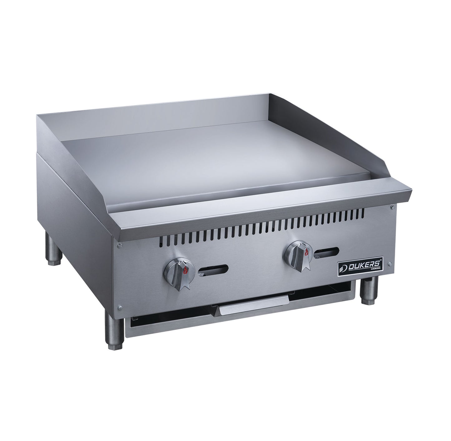 Dukers - DCGM24, Commercial 24" Griddle with 3/4"" Griddle Polished Plate and 2 Burners Natural Gas / Propane