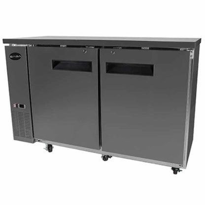 Saba - SBB-24-60SS, Commercial 60" 2 Solid Door Back Bar Refrigerator