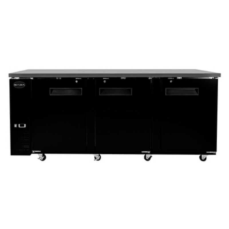 Saba - SBB-27-90B, Commercial 90" 2 Solid Door Back Bar Refrigerator