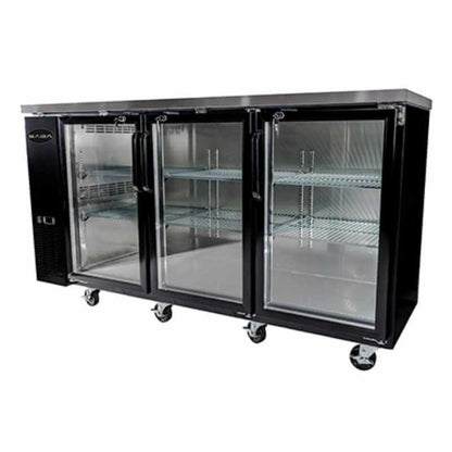 Saba - SBB-27-90G, Commercial 90" 3 Glass Door Back Bar Refrigerator
