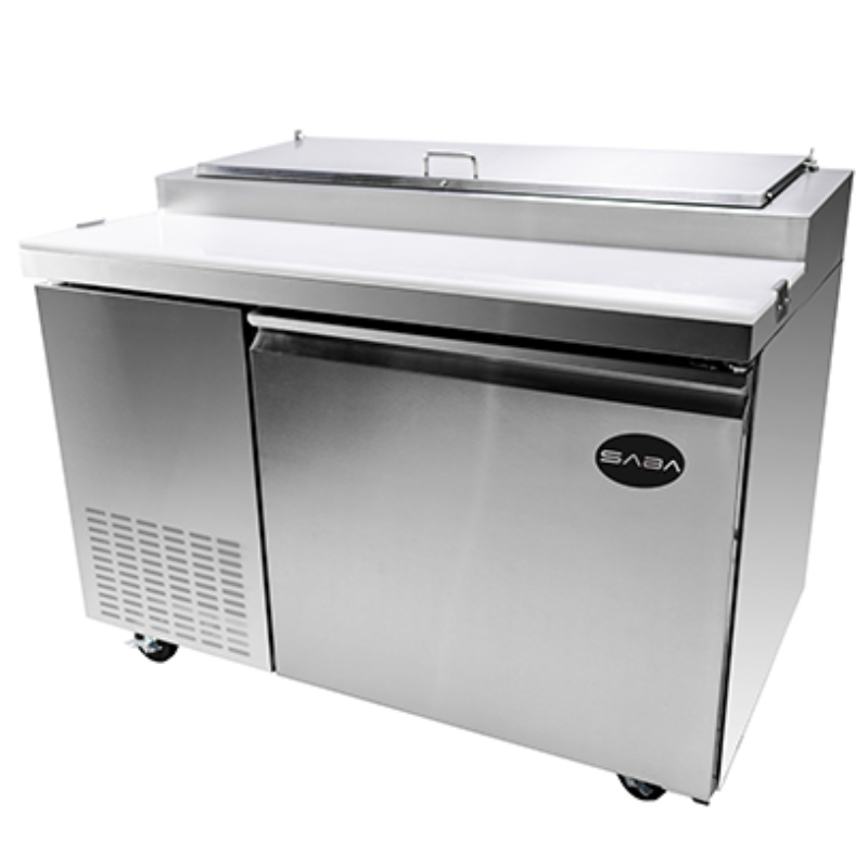 SPP-49-6 - Saba, Commercial 49" 1 Solid Door 6 Pan Pizza Prep Table Refrigerator