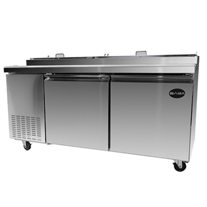 SPP-70-9 - Saba, Commercial 70" 2 Solid Door 9 Pan Pizza Prep Table Refrigerator